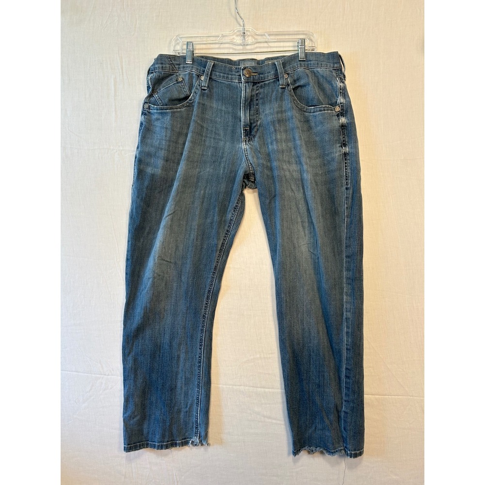 Rock & Republic Mens Straight Leg Jeans Medium Wash‎ Distressed Blue 36x30